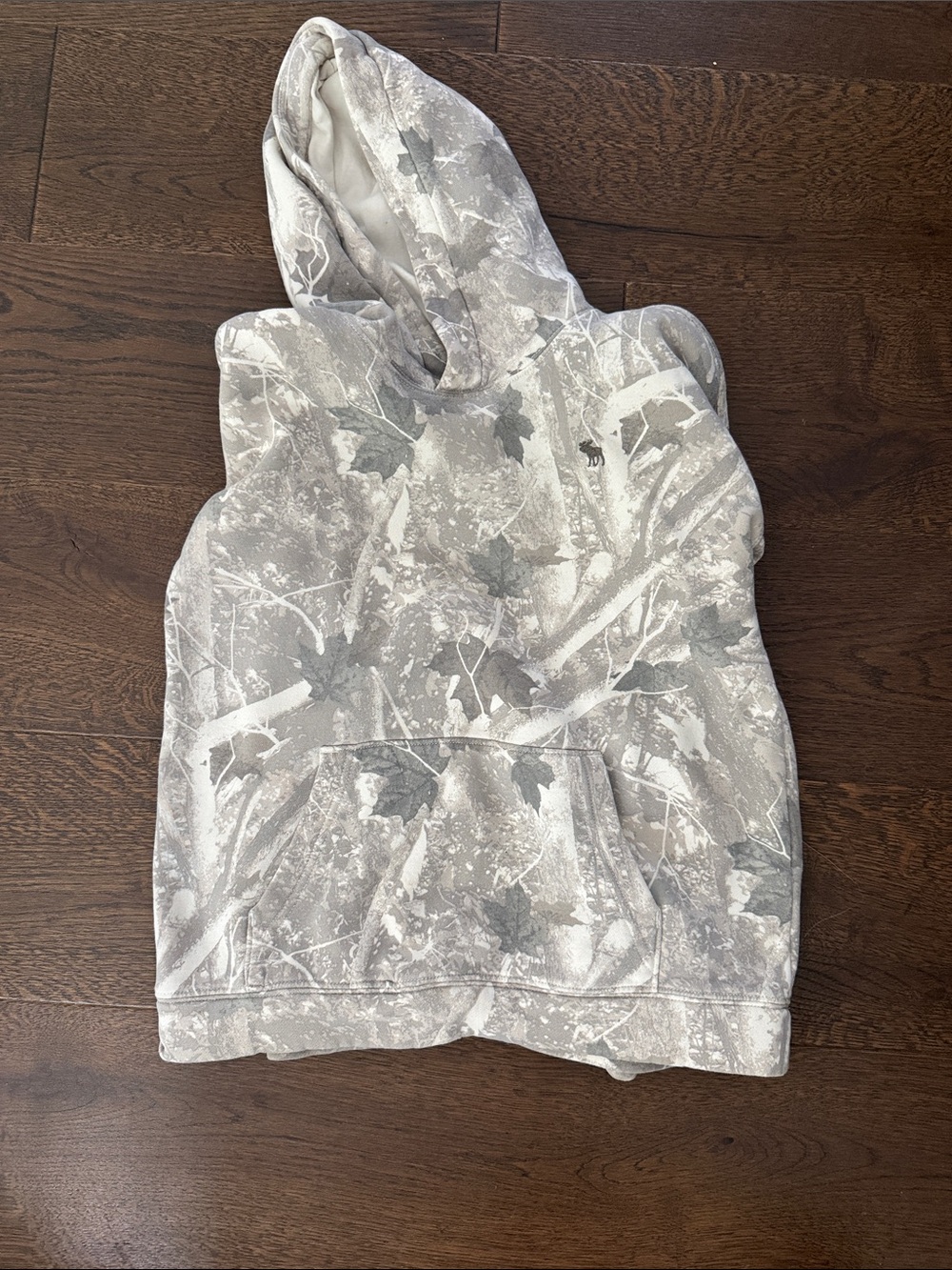 Abercrombie Kids Camo Hoodie Size 13/14 Gray White
